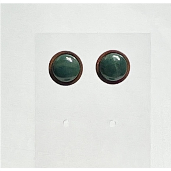 Moss Agate Wooden Studs - Picture 4 of 5